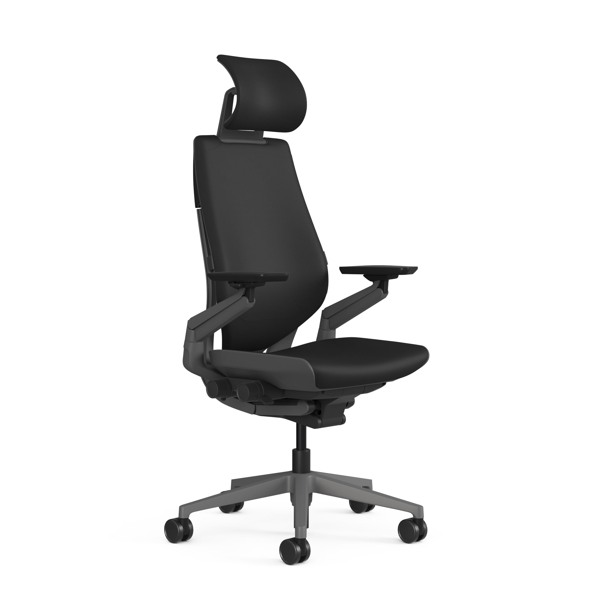 Upholstered Black Montana Leather; Dark Frame