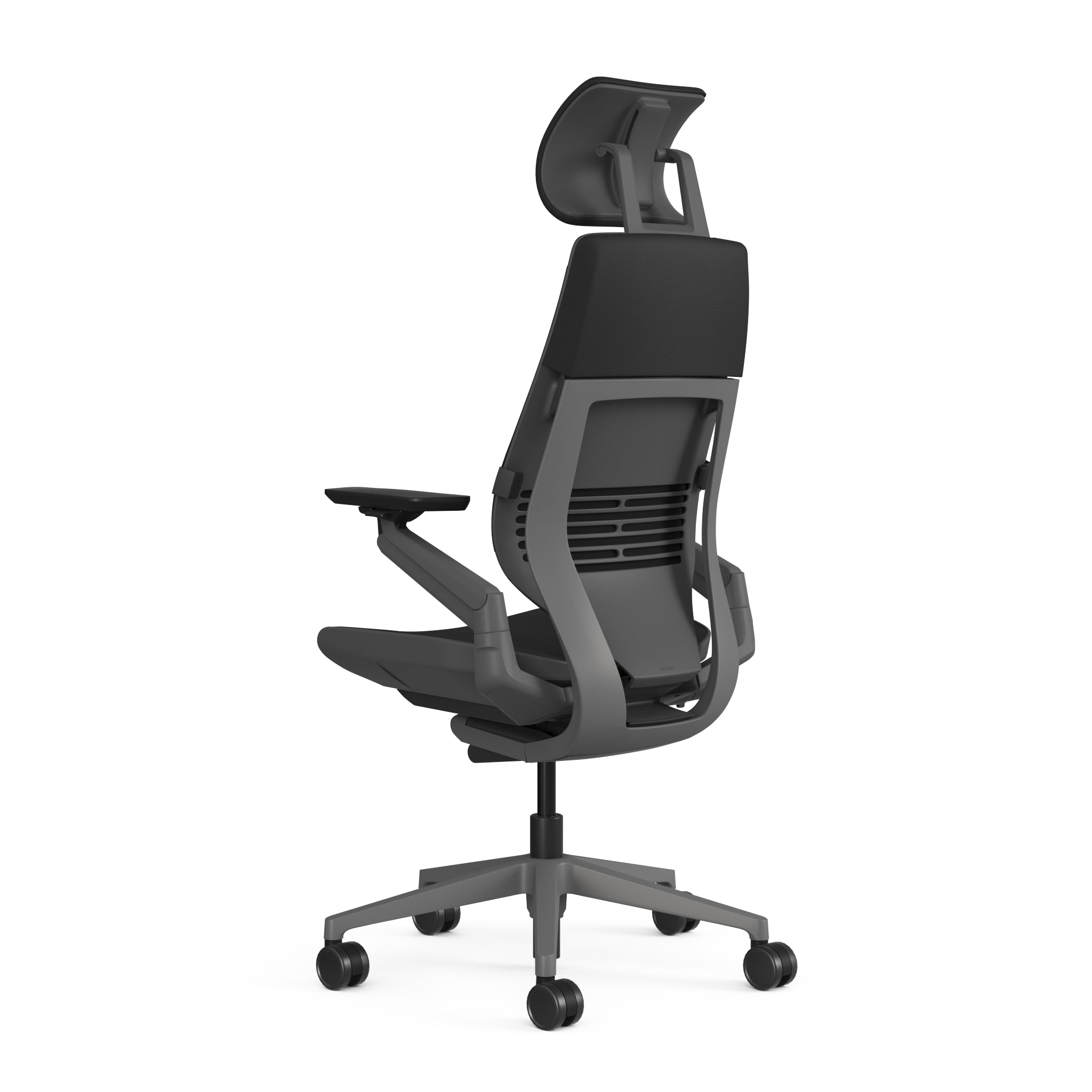 Upholstered Black Montana Leather; Dark Frame