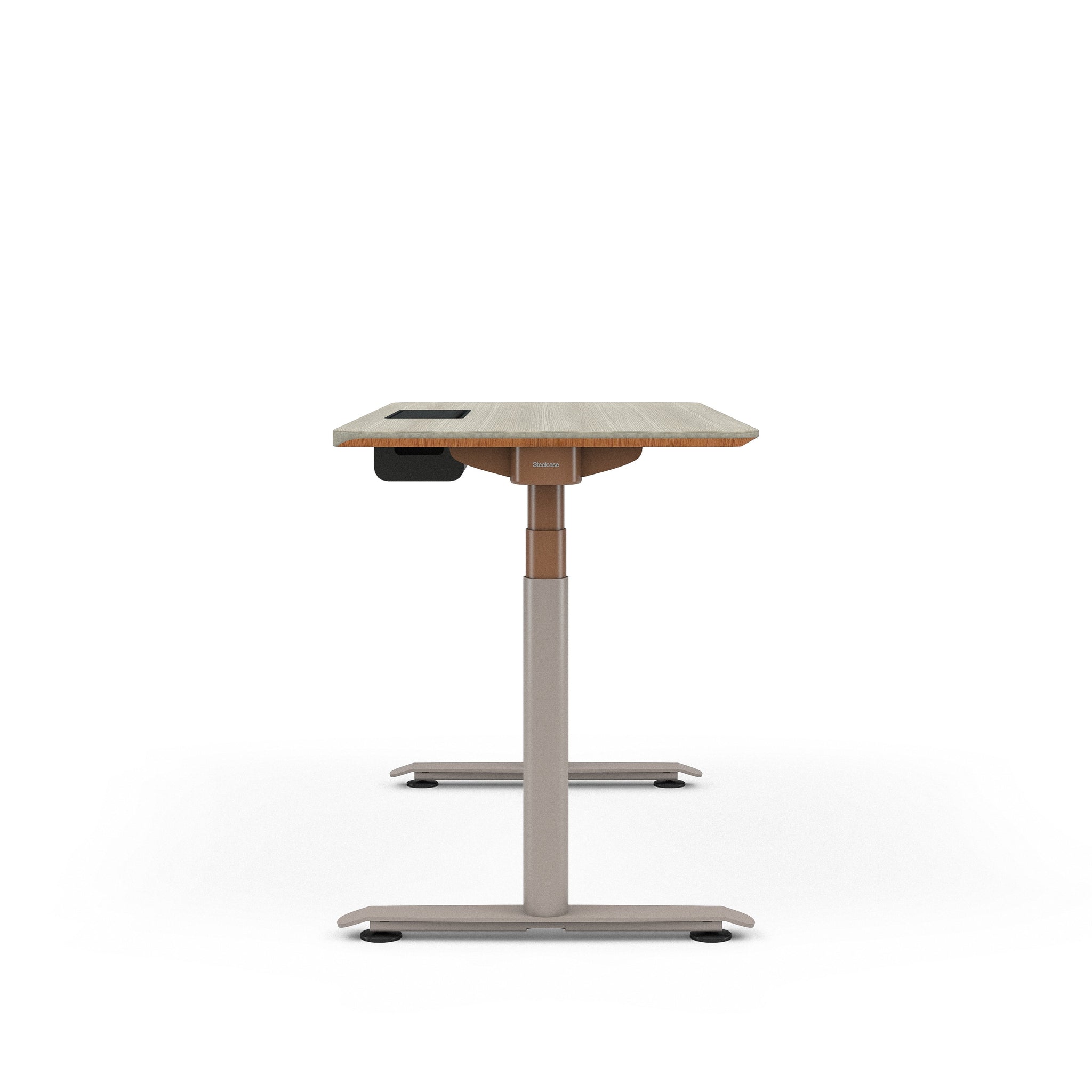 Grey Oak Top with Chamfered Edge; Matte Copper + Nickel Base