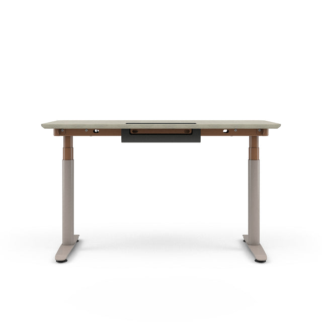 Grey Oak Top with Chamfered Edge; Matte Copper + Nickel Base