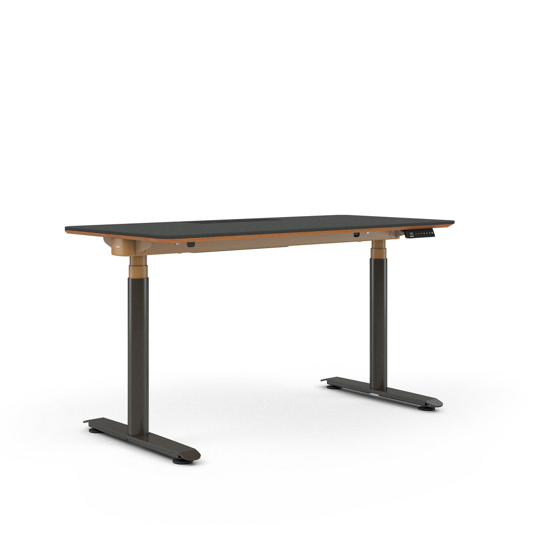 Merle Top with Chamfered Edge; Matte Brass + Night Bronze Base
