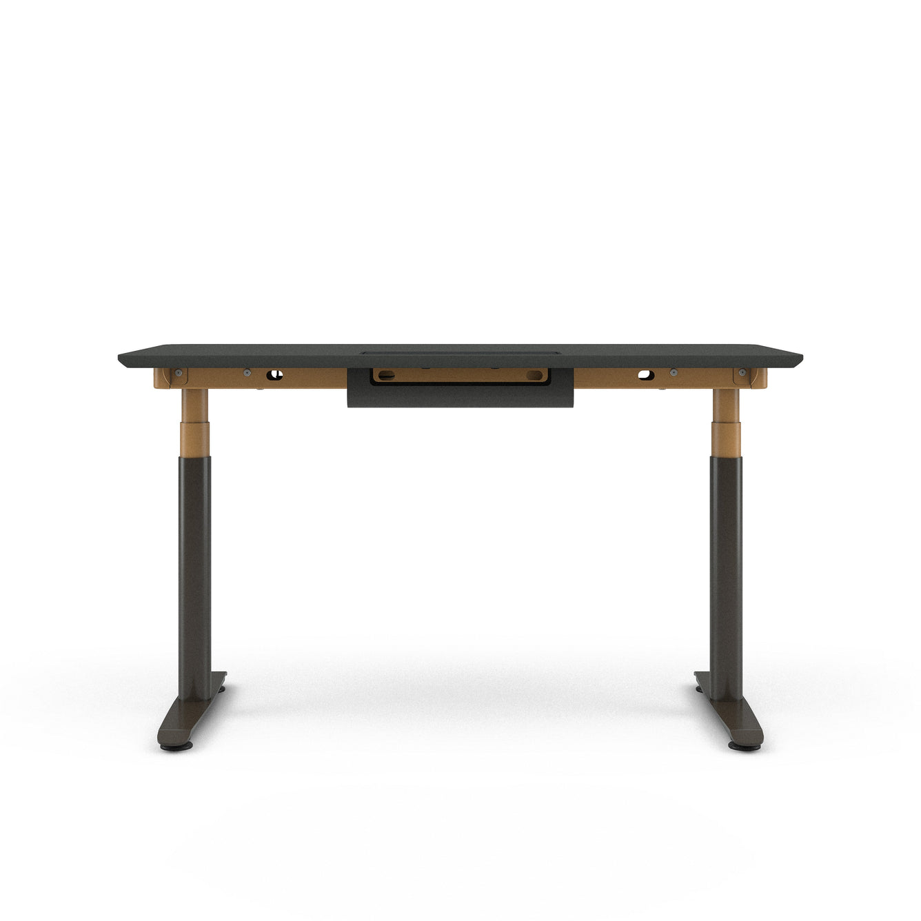 Merle Top with Chamfered Edge; Matte Brass + Night Bronze Base