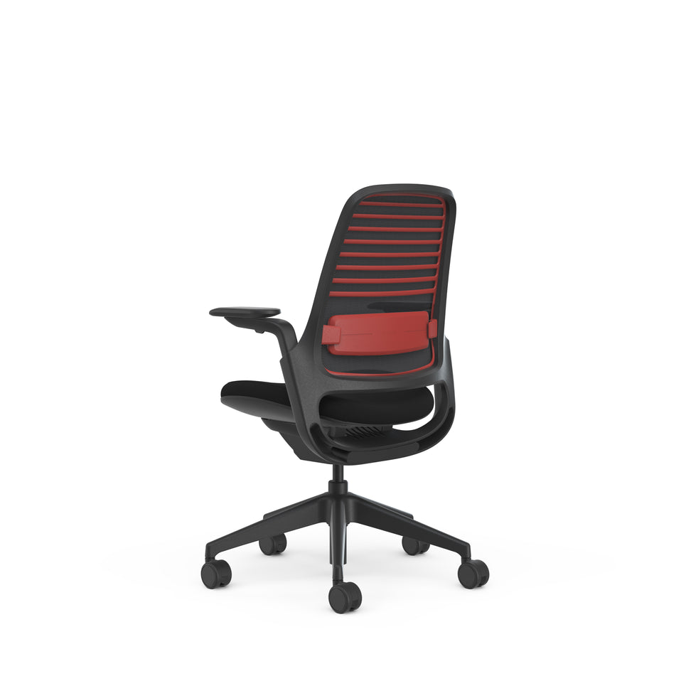 Meshback 3D Microknit Licorice; Seat Cogent Connect Licorice; Frame Scarlet & Black
