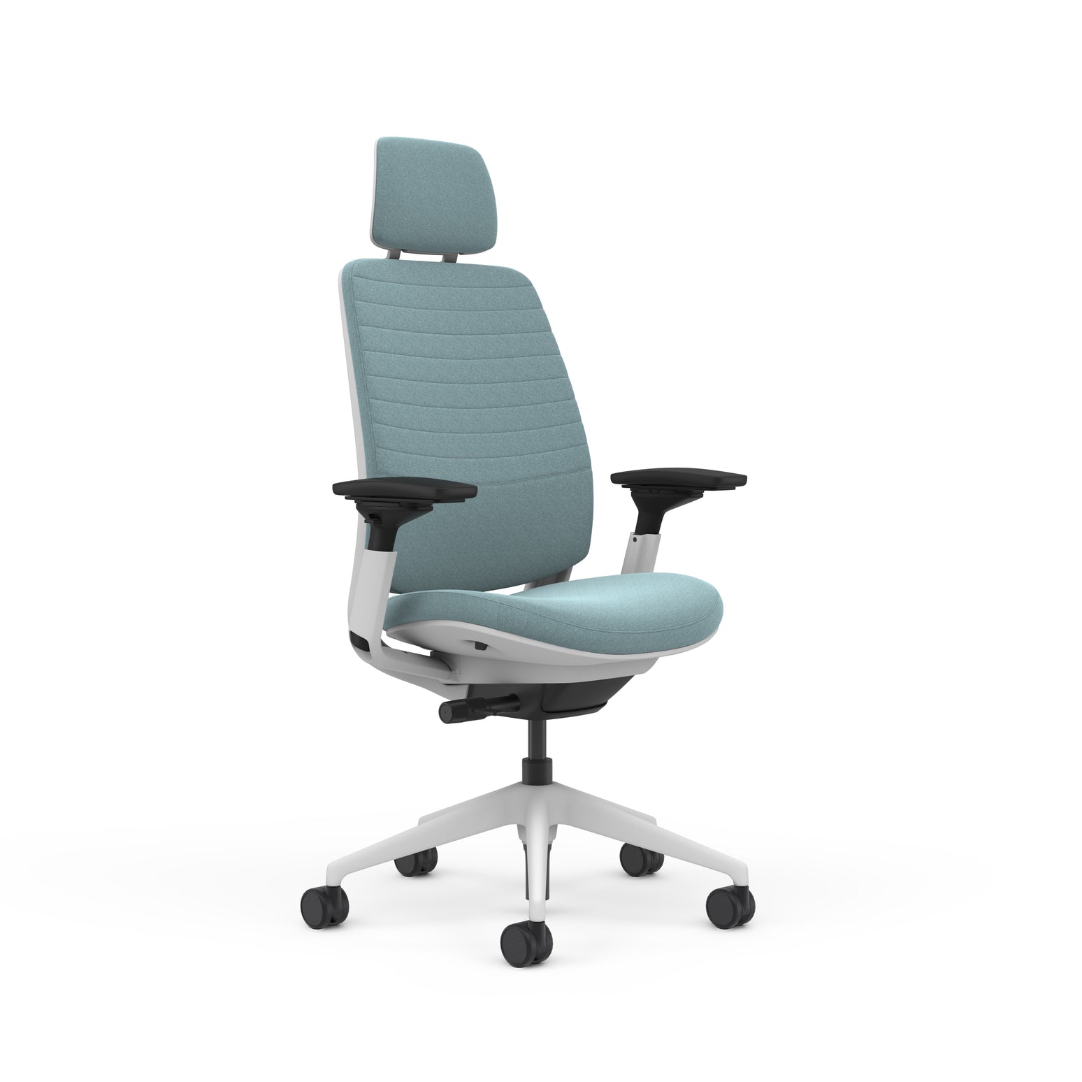 Quilted Back Medley Sky Blue; Adjustable Lumbar; Seat Medley Sky Blue; Frame Seagull