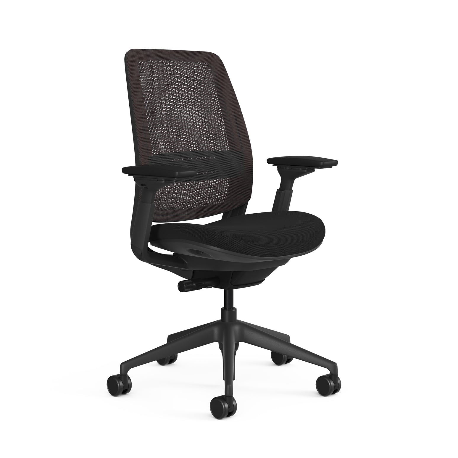 Meshback 3D Microknit Scarlet; Adjustable Lumbar; Seat Cogent Connect Licorice; Frame Scarlet+Black