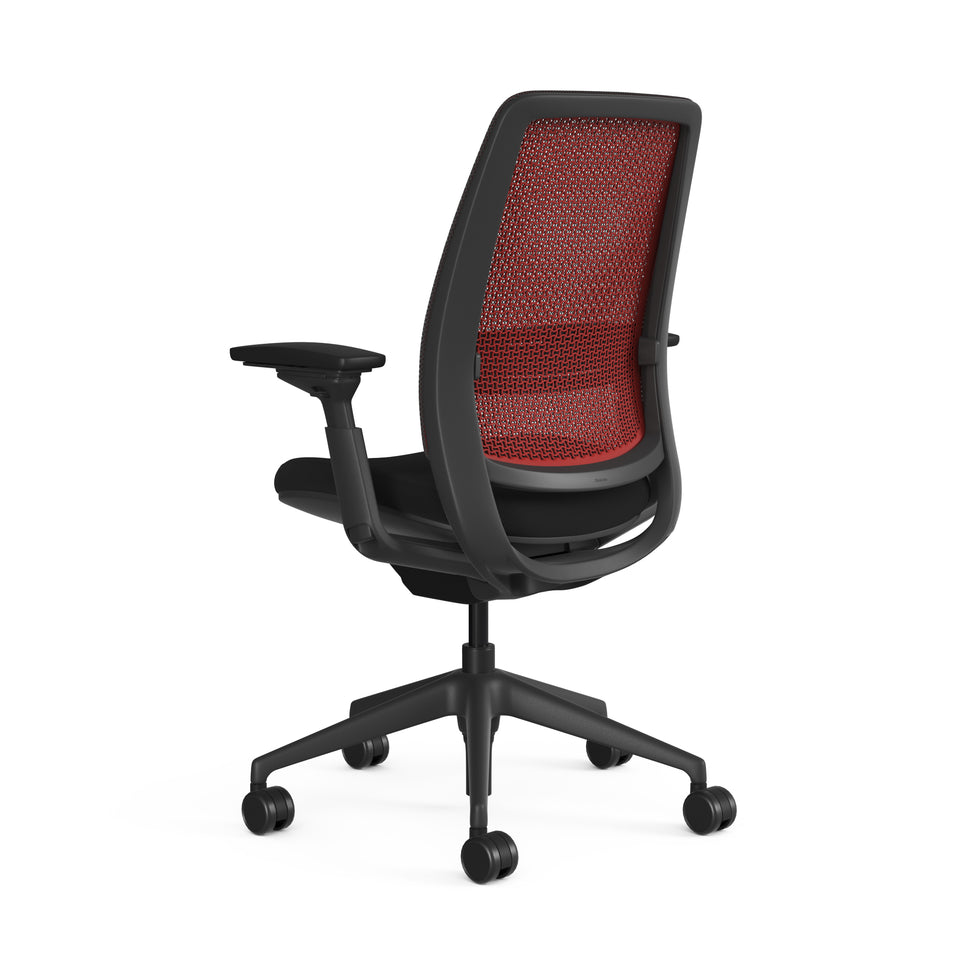 Meshback 3D Microknit Scarlet; Adjustable Lumbar; Seat Cogent Connect Licorice; Frame Scarlet+Black
