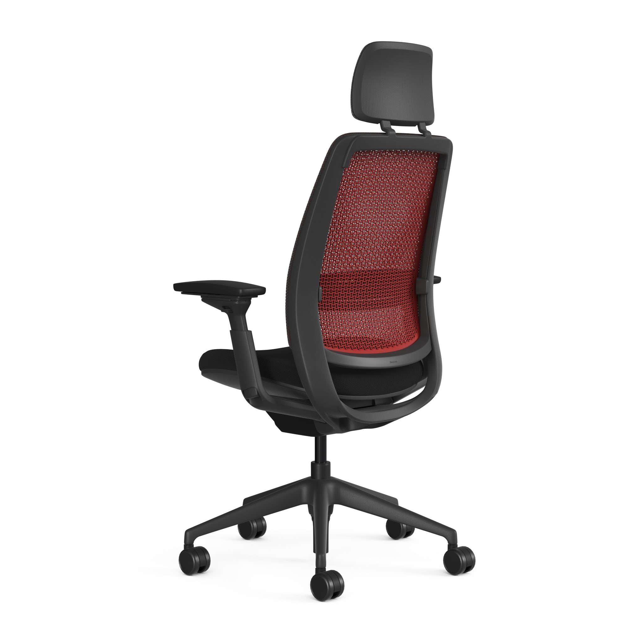 Meshback 3D Microknit Scarlet; Adjustable Lumbar; Seat Cogent Connect Licorice; Frame Scarlet+Black