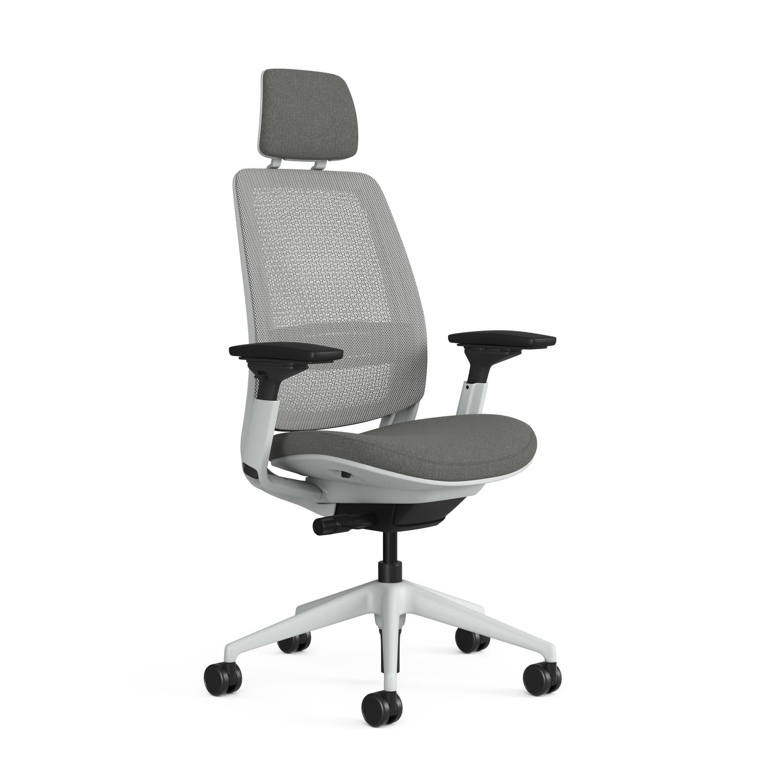 Meshback 3D Microknit Medley Grey Brown, Adjustable Lumbar